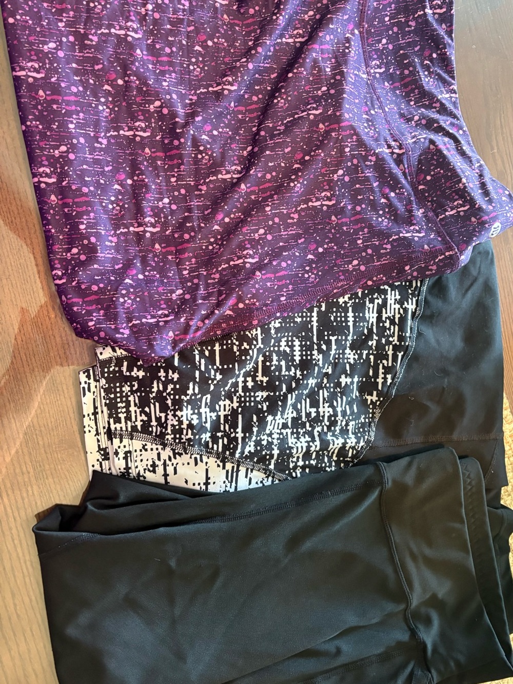 Purple Printed High-Waist Active Leggings